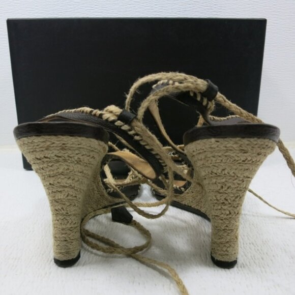 Kenneth Cole New York Wedge Style Leather Spaghetti Strap Dress Heels Sz 8.5 - Picture 2 of 7